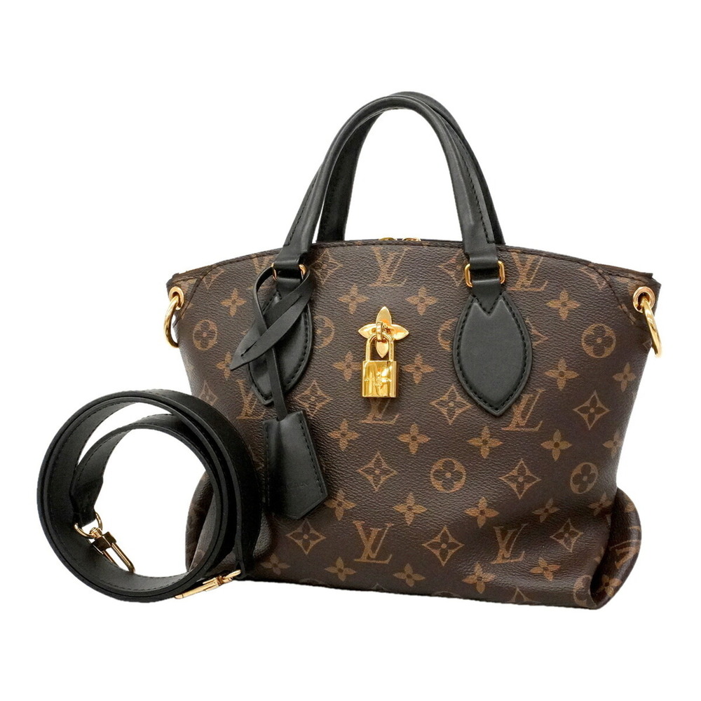 Louis Vuitton Monogram Flower Zipped Tote PM Handbag M44351 Brown 2-way bag f...